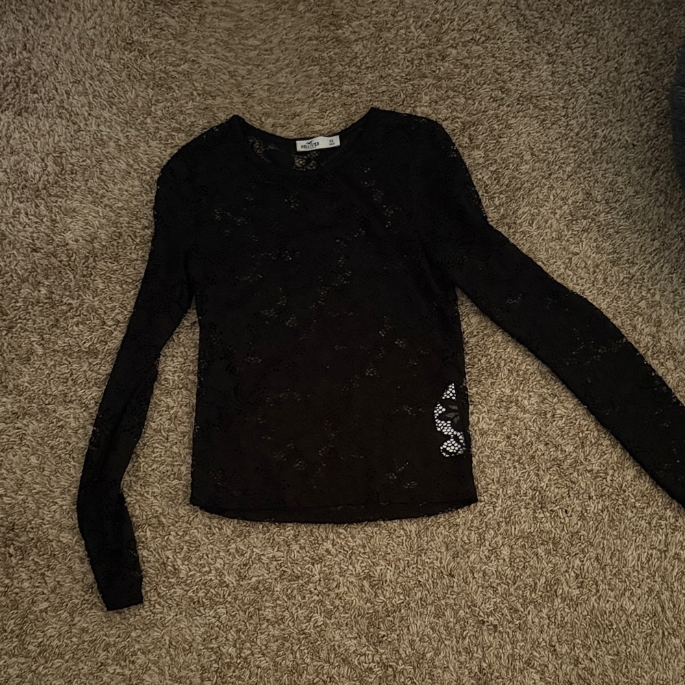 Hollister Black Lace Long Sleeve Blouse
